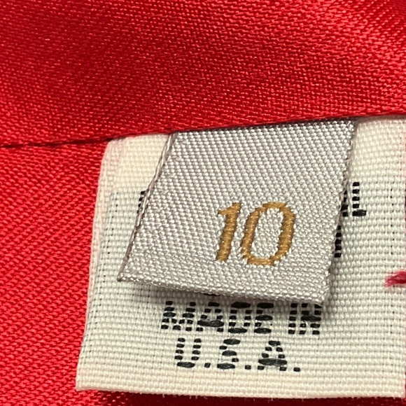 FLEURETTE RED / BLACK FUR TRIMMED MID LENGTH LAMBSWOOL COAT - Picture 5 of 6